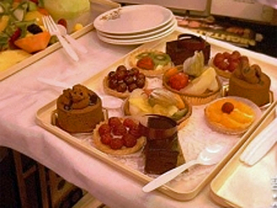 Dessert selection from the cart.